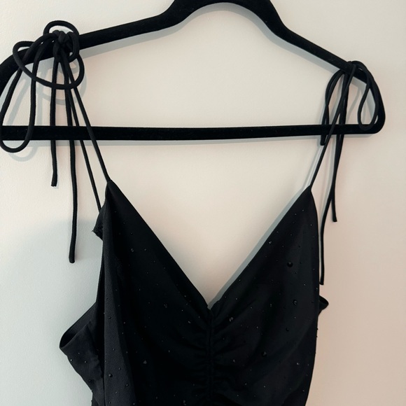 Sandro Praline Ruched Rhinestone dress in black - Picture 7 of 9